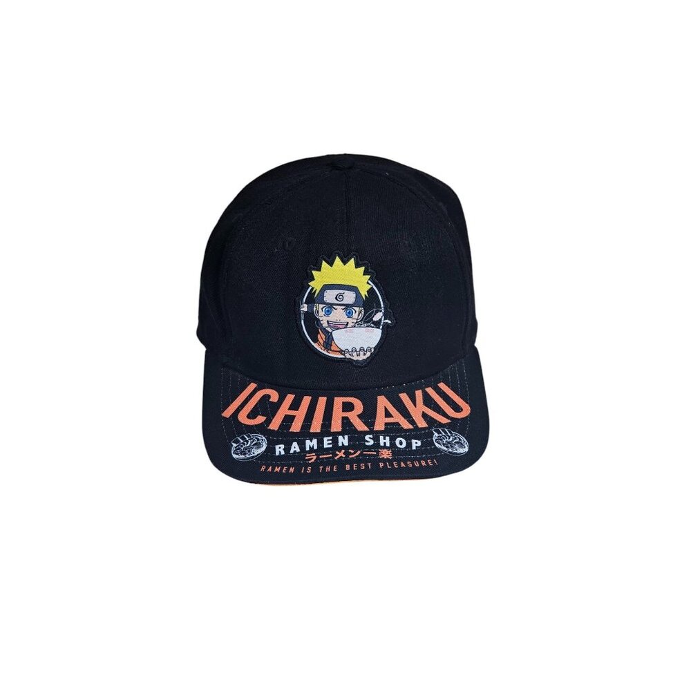 Naruto Shippuden Anime Ichiraku Ramen Shop Snapback Black Orange OS Adjustable